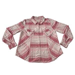 Style & Co. Plaid Snap Button Up Shirt Size L Roll Tab Sleeve Cotton Lightweight